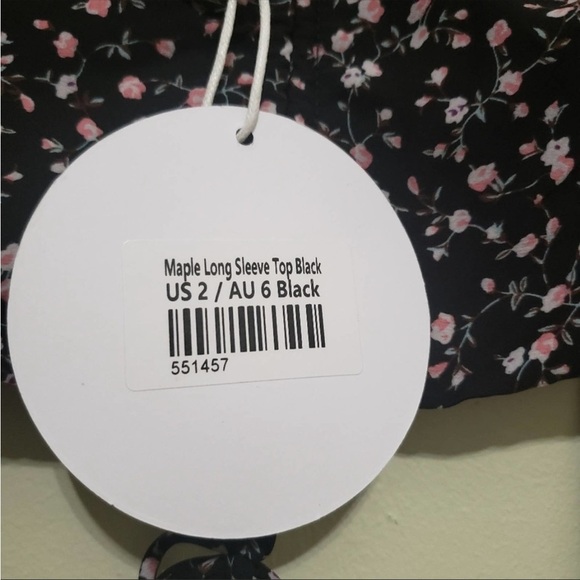 Princess Polly Maple Long Sleeve Top in Black NWT - Picture 6 of 9